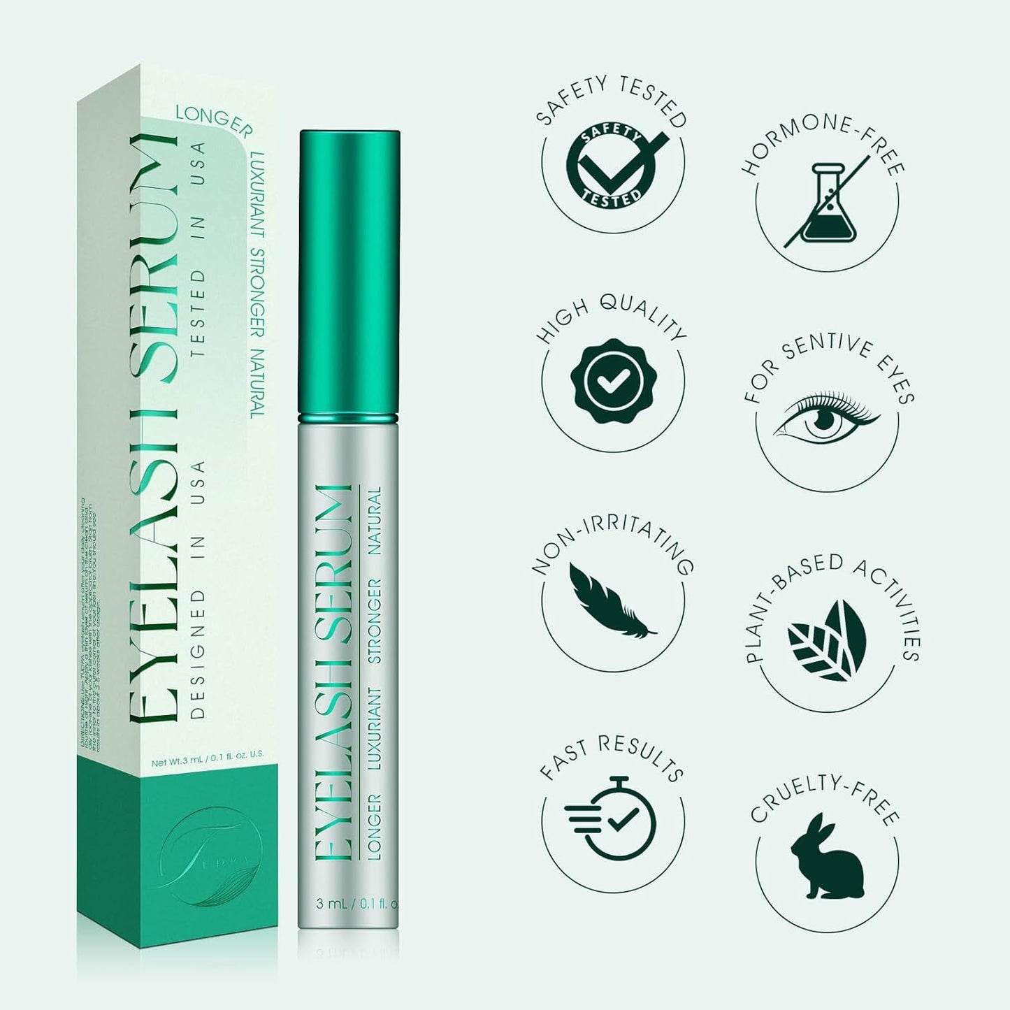 Skiennix Eyelash Growth Serum - Enhance Length, Density & Strength | Vegan & Cruelty-Free, 3mL (2-Month Supply)