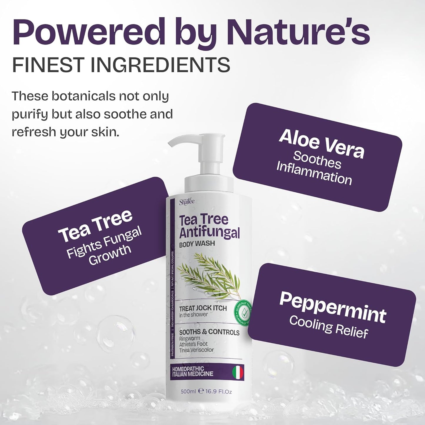 Antifungal Tea Tree Body Wash - Effective Eczema, Jock Itch & Back Acne Treatment | 1% Tolnaftate & Tea Tree Oil - 16.9 oz