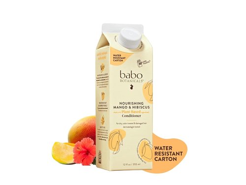 Babo Botanicals Nourishing Conditioner - Moisturizing Mango & Hibiscus Formula for Dry, Color-Treated Hair - Eco-Friendly & Vegan
