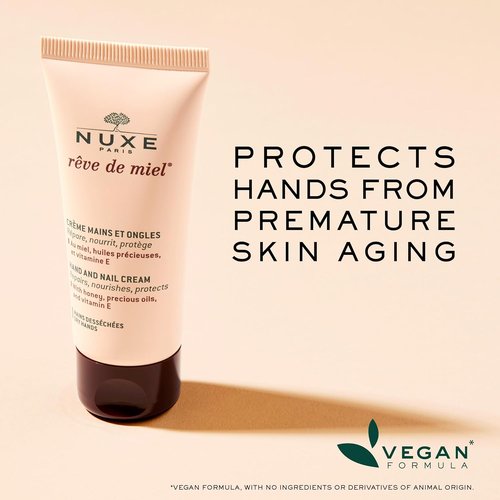 Nuxe Rêve de Miel Hand and Nail Cream - Nourishing Honey & Shea Butter for Dry Hands, 1.7 Fl Oz