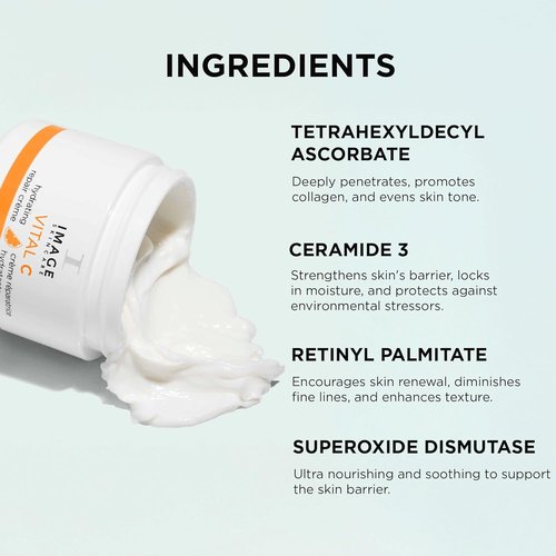 IMAGE Skincare VITAL C Hydrating Repair Crème - Night Cream Moisturizer with Hyaluronic Acid for Dry Skin | 2 fl oz