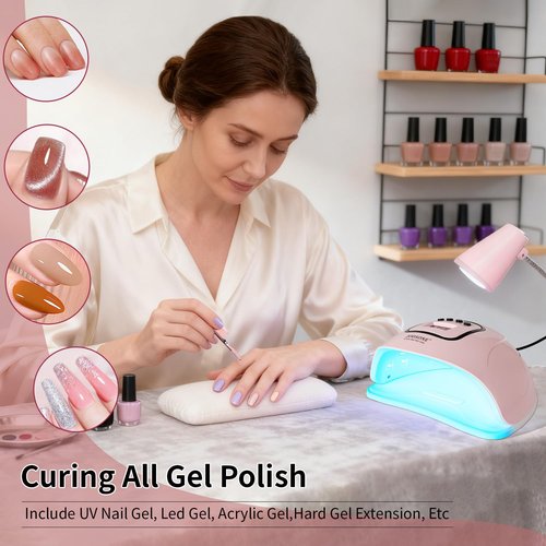 JODSONE U V LED Nail Lamp, Nail Dryer for Gel Polish with Led Light with Automatic Sensor & 4 Timers Pink