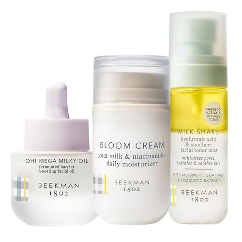 Beekman 1802 Goat Milk Glow Routine - Oh! Mega Milky Facial Oil & Bloom Cream Moisturizer Set