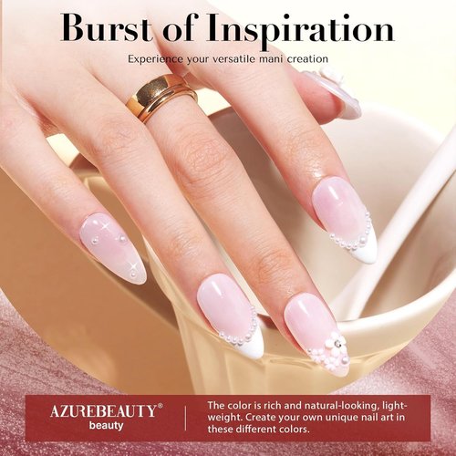 AZUREBEAUTY Dip Powder Nail Set - 6 Colors Nude Pink Glitter & Cat Eye | All-Season DIY Manicure Kit