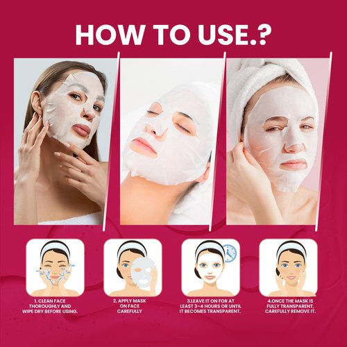 BeautiQueoos Bio Collagen Face Mask - Real Masks Deep Hydration, Reduce Wrinkles, Night Treatment Pore Minimizing Moisturizing Korean Skincare,34g x4ea