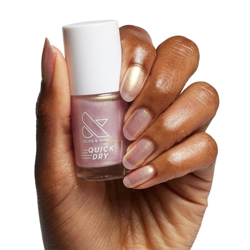 Olive & June Quick Dry Nail Polish | Spring Pastel Nails | Instant Fast-Drying Smudgeproof | 15-free Vegan Cruelty-Free | Lasts up to 5 Days | Salon-Quality Manicure Pedicure | Sugarcoat Shimmery Pink