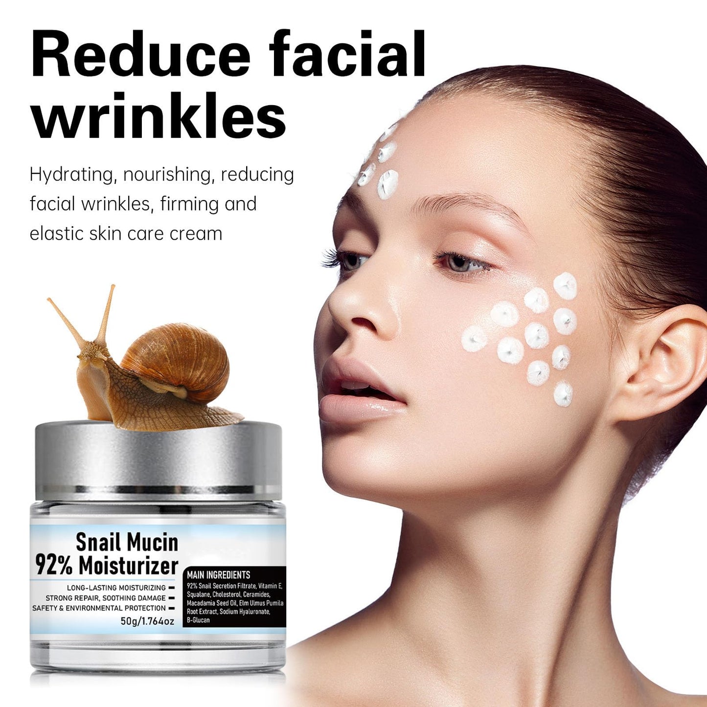 zdiwond Baba de Caracol Original, Crema de Baba de Caracol Original, Snail Mucin 92% Moisturizer Daily Face Gel Cream, Vitamin C Facial Serum, Snail Mucin Moisturizer Set (3)