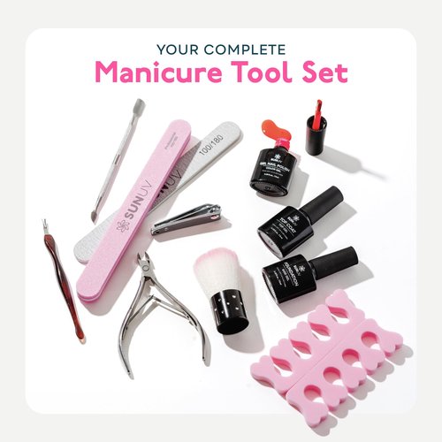 SUNUV Gel Nail Polish Kit with UV Light for Nails SUN2C 16 Colors Gel Polish Sets, Base and Top Coat with 8 PCS Manicure Tools Gift for Women
