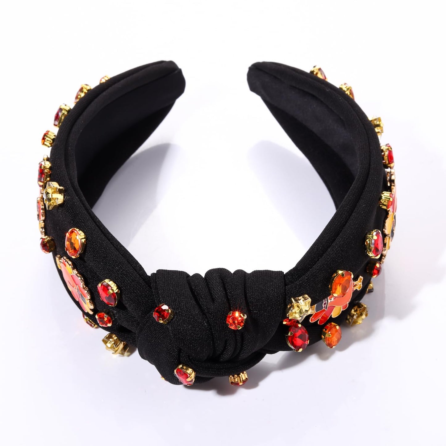 JERTOCLE Thanksgiving Headband Accessories for Women Fall Turkey Headband Crystal Knotted Headband Autumn Thanksgiving Costume Outfits (Black Turkey2)