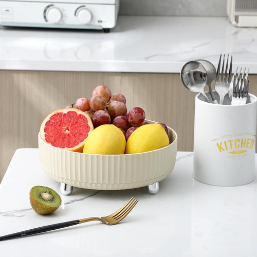 Anyoifax Makeup Perfume Organizer Tray 360 Degree Rotating Lazy Susan Skincare Lotion Organizer Spinning Cosmetics Storage for Dresser, Vanity, Bathroom Countertop, Small Beige