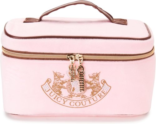 Juicy Couture Pink Makeup Bag - Stylish Cosmetics Organizer with Rhinestone Crown | Travel Essentials Case