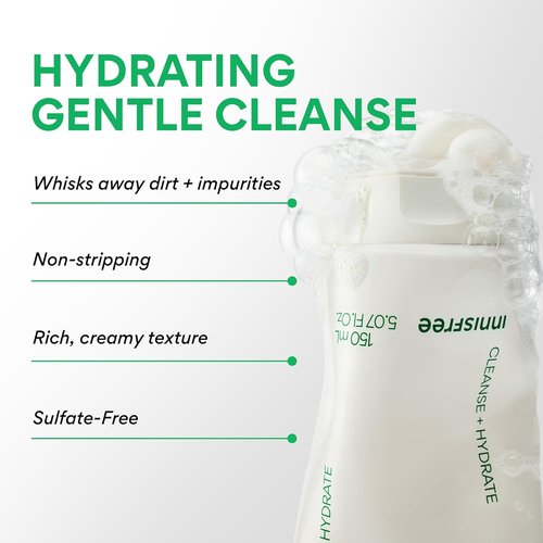 Innisfree Green Tea Amino Acid Cleansing Foam - Sulfate-Free Hydrating Face Wash | Gentle Lather, pH-Balanced