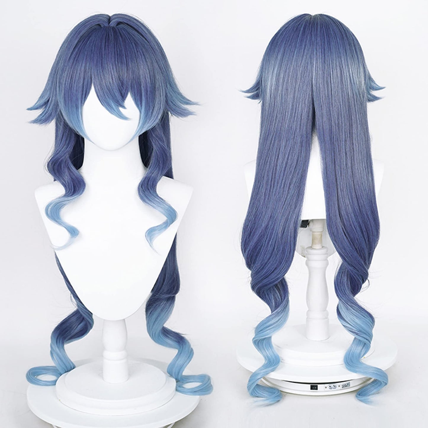 Cosplay Wig Genshin Impact Sumeru Layla Wigs Blue Gradient Anime Cos Wig Custome Hair for Women Halloween Party with Free Cap