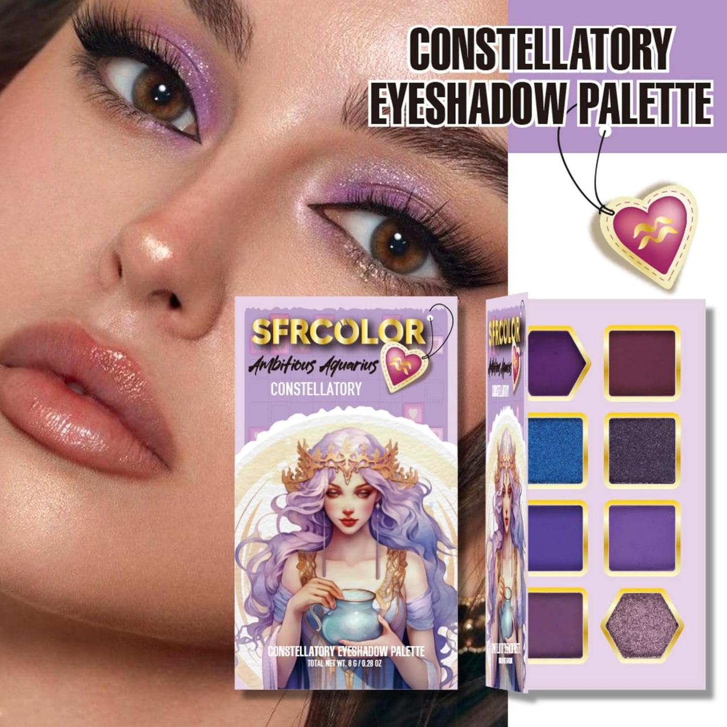 Skiennix 12-Color Zodiac Eyeshadow Palette - Highly Pigmented Matte & Metallic Shades for Daily & Professional Use
