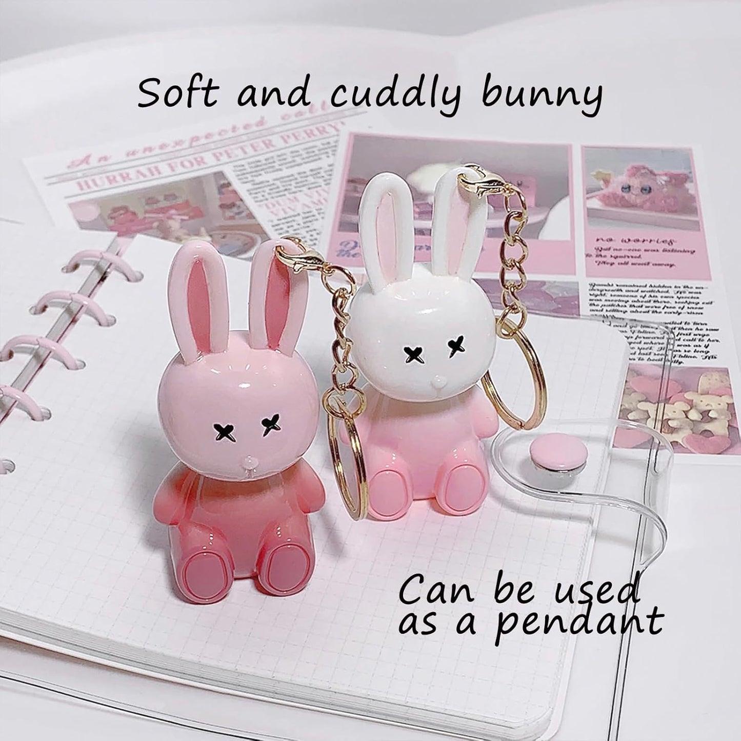 Skiennix 3-Piece Rabbit Keychain Jelly Lip Glaze Set - Moisturizing Crystal Lip Glow Gel & Sparkling Gloss