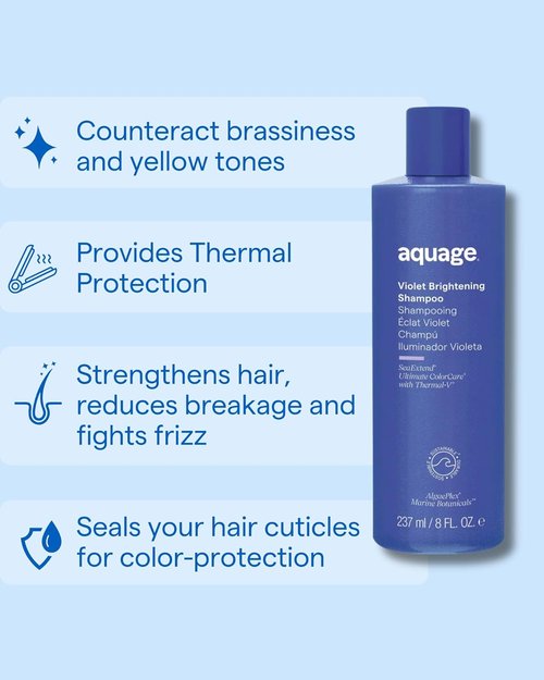 AQUAGE Violet Brightening Shampoo - Enhance Blonde & Gray Hair | 8 oz Bottle