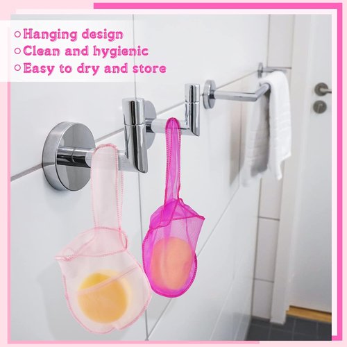 Nuanchu Shampoo Bar Holder Bag - Rabbit Shape Travel Soap Pouch | 2 Pcs Light Pink & Rose Pink