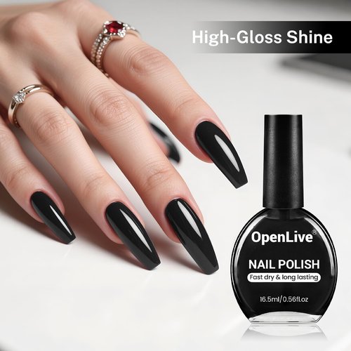 OpenLive 16.5ml Nail Polish Quick Drying Black White Red Pink Bule Collection Gifts for Women