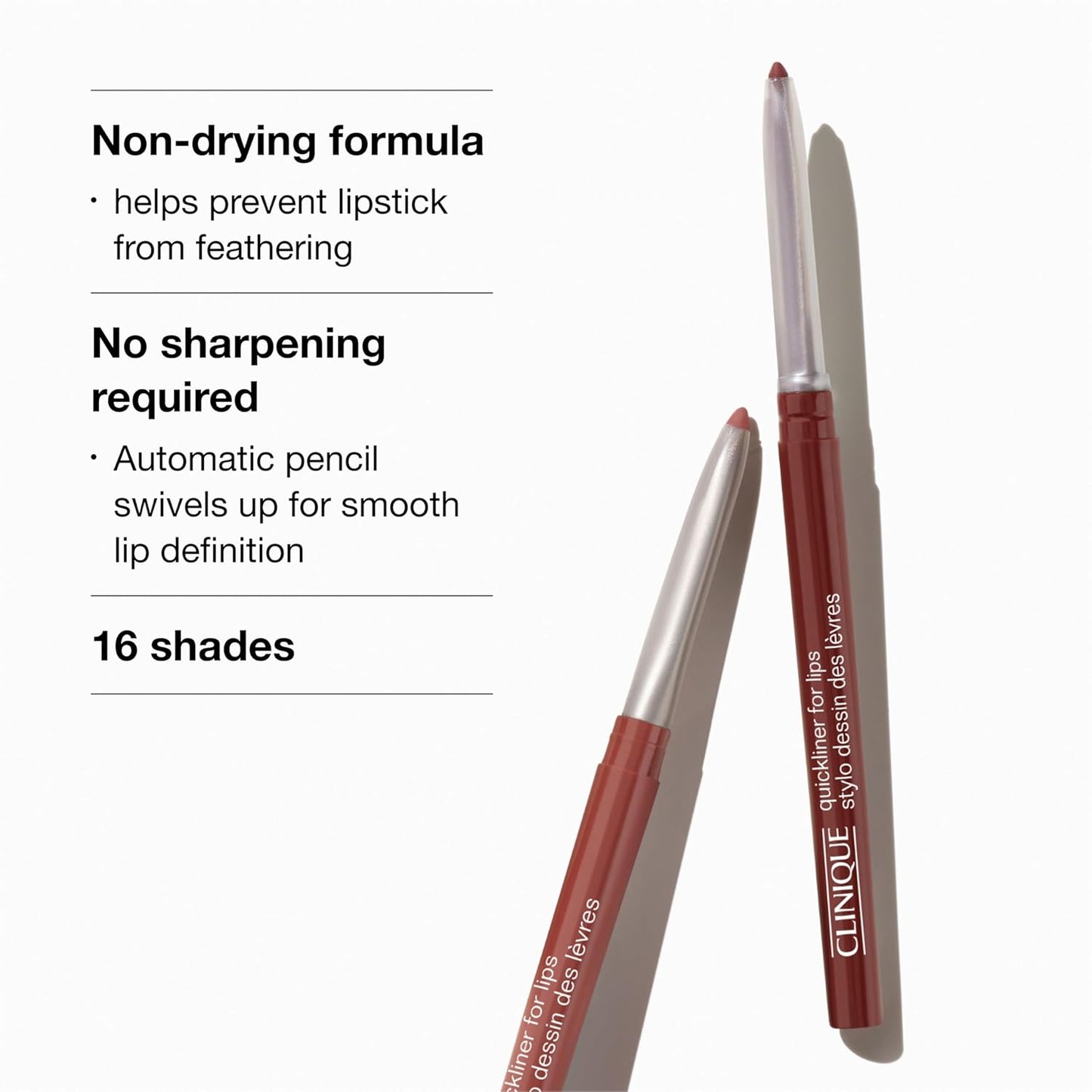 Clinique Quickliner Lip Liner - Long Lasting, Non-Drying Formula | 19 Shades Available, Including Black Honey & Pink
