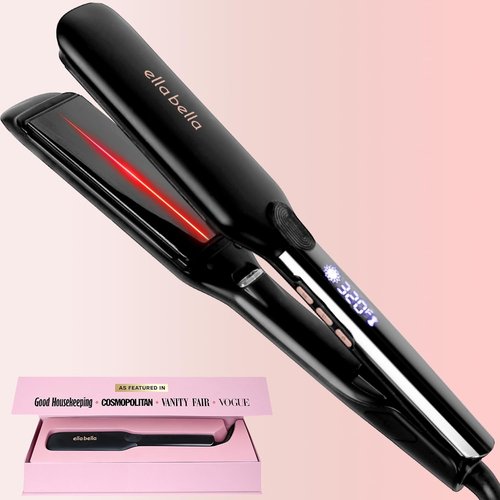 ELLA BELLA® Titanium Flat Iron Hair Straightener - Infrared Technology for Professional Results | Digital Temperature Control