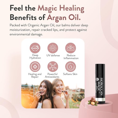 Moroccan Magic Organic Coconut Lip Balm 3-Pack - Ultra-Hydrating with Argan Oil & Vitamin E | Natural Moisturizer for Dry Lips
