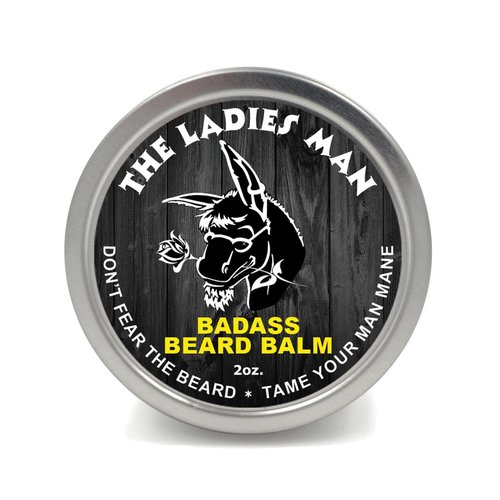 Badass Beard Care Beard Balm - Ladies Man Scent | 2 Ounce - All-Natural Formula for Softening Hair & Hydrating Skin