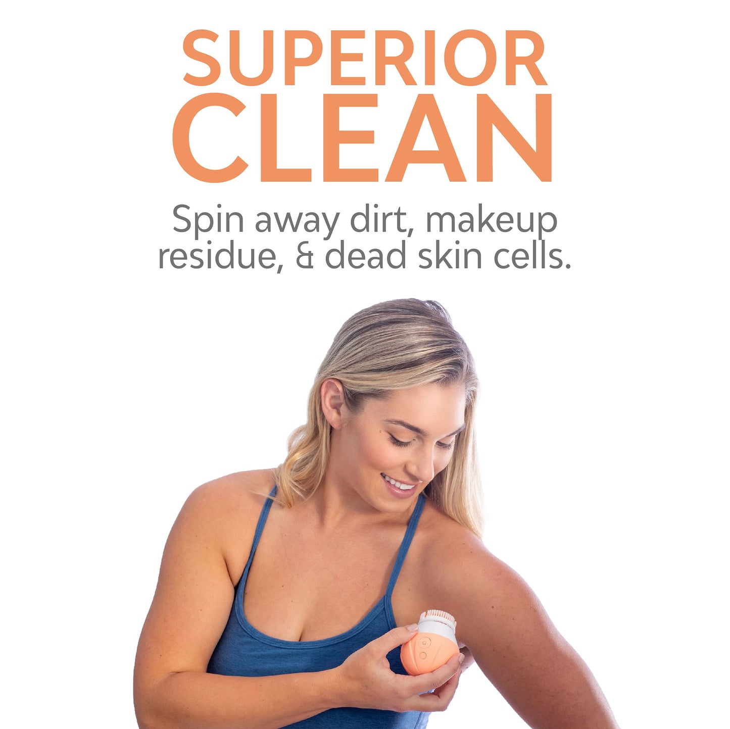 TAO Clean Ona Diamond Orbital Facial Brush and Cleansing Station, Electric Face Cleansing Brush with Ergonomic Handle, Dual Speed Settings, Orange