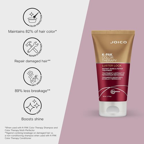 Joico K-PAK Color Therapy Luster Lock Treatment - Instant Shine & Repair for Color-Treated Hair | Boost Vibrancy with Keratin & Argan Oil