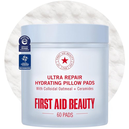 First Aid Beauty Ultra Repair Hydrating Pillow Pads - Soothing Face Pads with Colloidal Oatmeal & Ceramides | 60-Count for Dry Skin