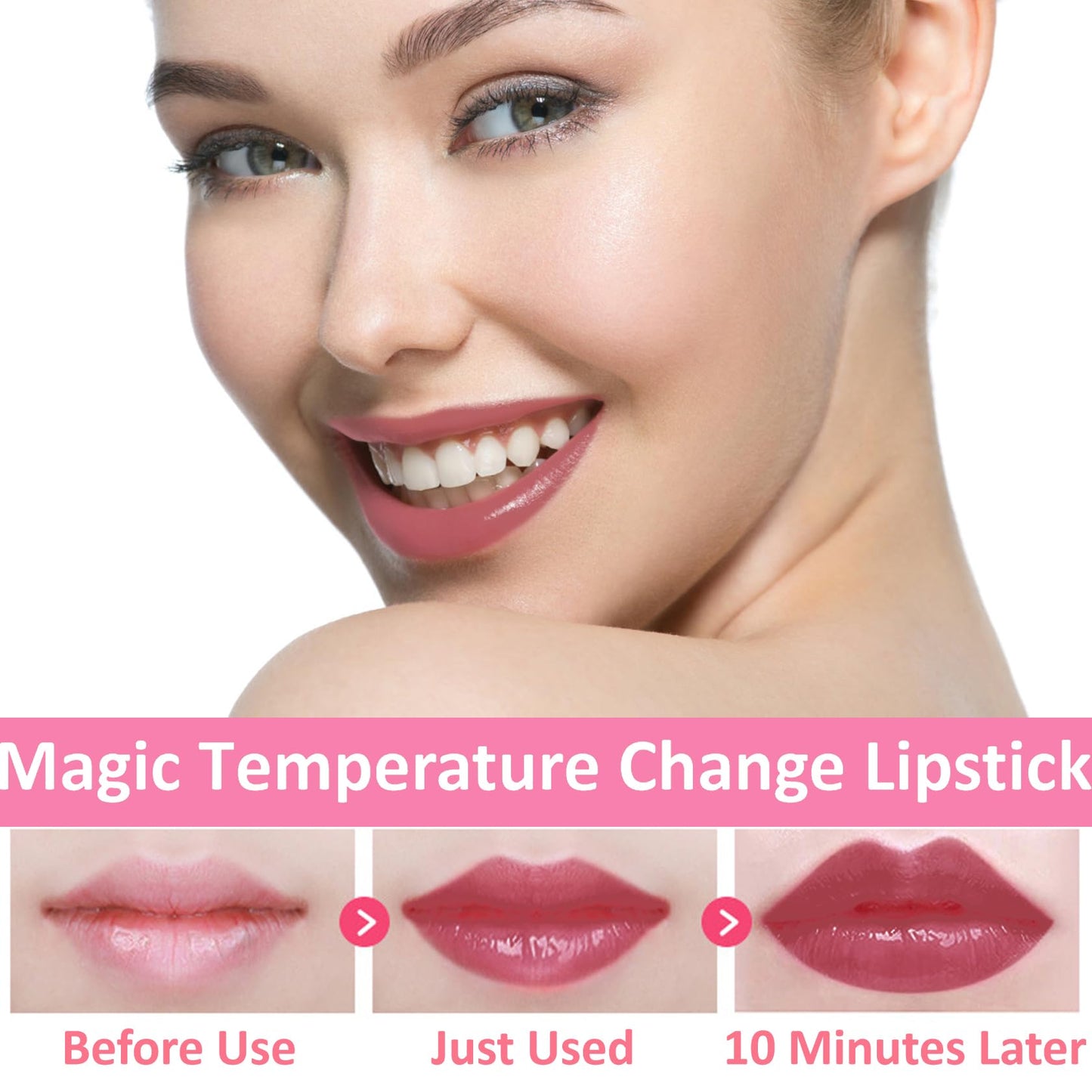 1 Pack Crystal Flower Jelly Lipstick,Magic Color Changing Lipstick,PH Clear Temperature Color Changing Lip Gloss,Lip Balm,Long Lasting Nourishing Moisturizing Lip Stick Set H05