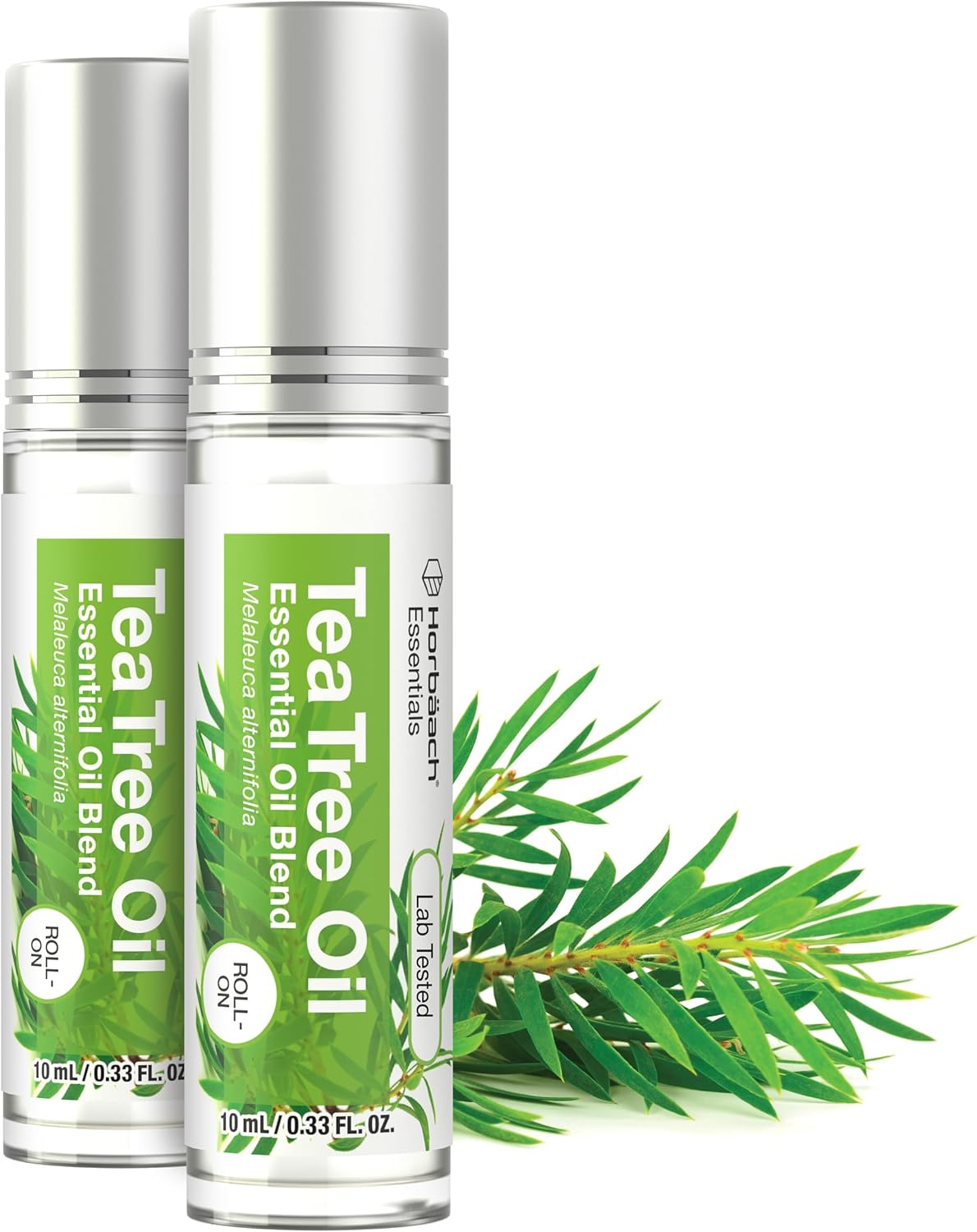 Horbäach Tea Tree Oil Roller - Natural Skin Care | .33 Fl Oz (Pack of 2) | Essential Oil Roll-On