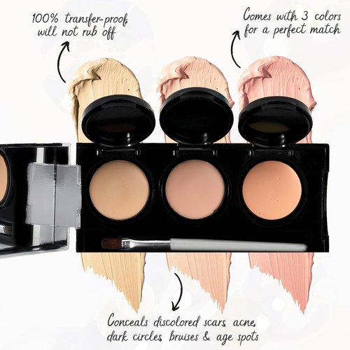 Dermaflage Waterproof Concealer Palette - Full Coverage Matte Finish for Face & Body | Hides Dark Circles & Acne - Light Shades