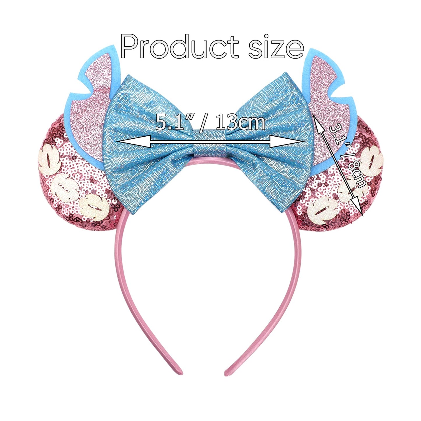 AQOKKA 1 Pcs Mouse Ears Headbands with Bow for Birthday Party, Hair Hoop Party Decoration Cosplay Costume Hair Accessories for Women & Girls