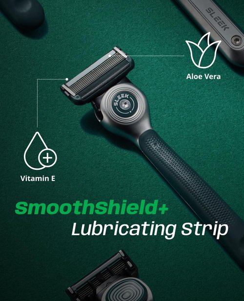 DORCO SLEEK 6 Blade Razor for Men with 2 Cartridges | Men's Cartridge Razors with Razor Handle and Smooth Shaving Blades | Men’s Razors with Multi-Flex Technology