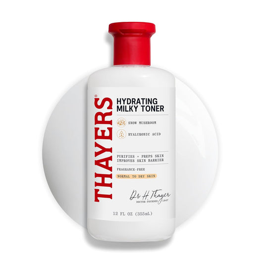 THAYERS Milky Face Toner - Hydrating Skin Care with Snow Mushroom & Hyaluronic Acid | 355mL for Dry, Sensitive Skin