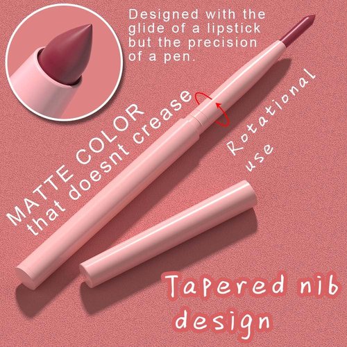 Evpct 12Pcs Retractable Lip Liner Set - Sculpt & Shape Lips in Mauve, Maroon, Red, & More