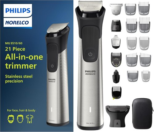 Philips Norelco Multigroom Series 9000 | 21-Piece Men's Grooming Kit with Premium Storage Case