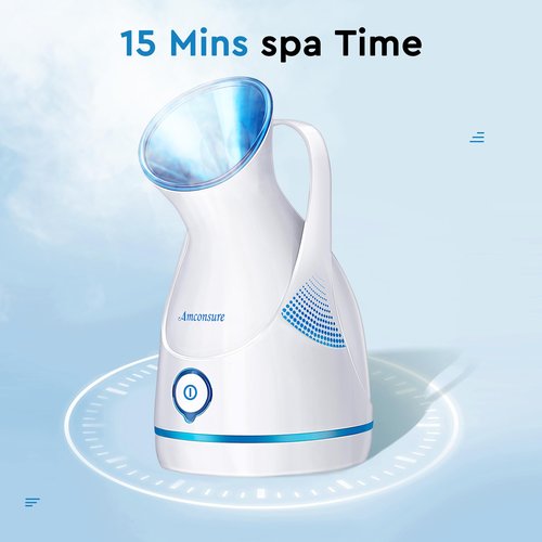 Amconsure Facial Steamer - Nano Ionic Face Steamer Warm Mist Steamer for Home Sauna SPA, Humidifier for Deep Cleaning Unclogs Pores Sinuses(Blue)