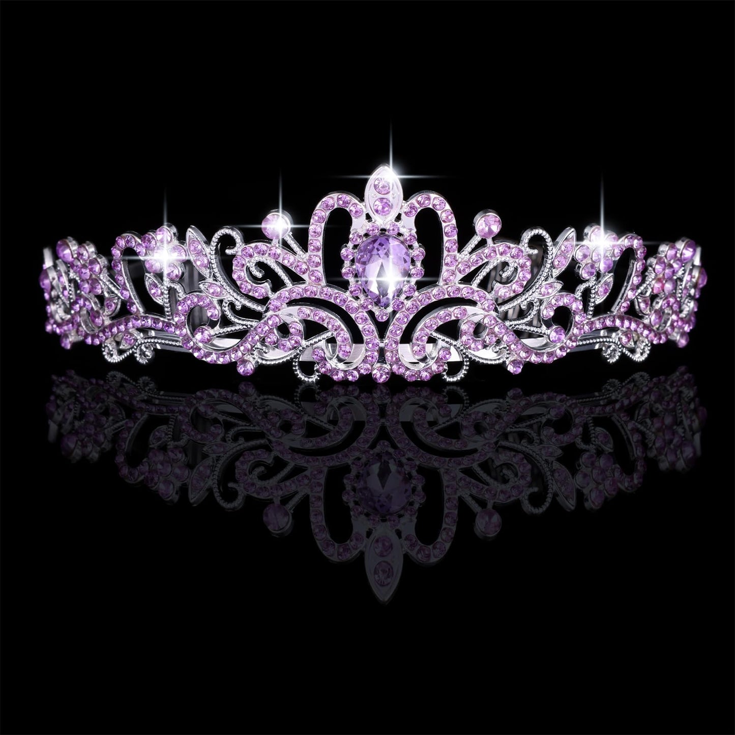 Kamirola - Crystal Tiara Crowns For Women Girls Princess Elegant Crown with Combs Women's Headbands Bridal Wedding Prom Birthday Party Headbands for Women(Silver Purple)