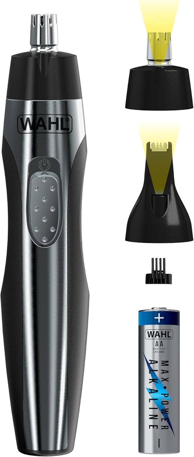 Wahl Lighted Nose Hair Trimmer - Painless Trimming for Men & Women | Built-In Light & Battery Included