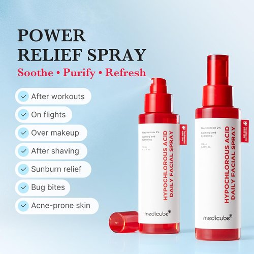 Medicube Power Soothing Spray - Hypochlorous Acid Facial Mist for All Skin Types | 4.22 fl. oz - Calming Daily Solution