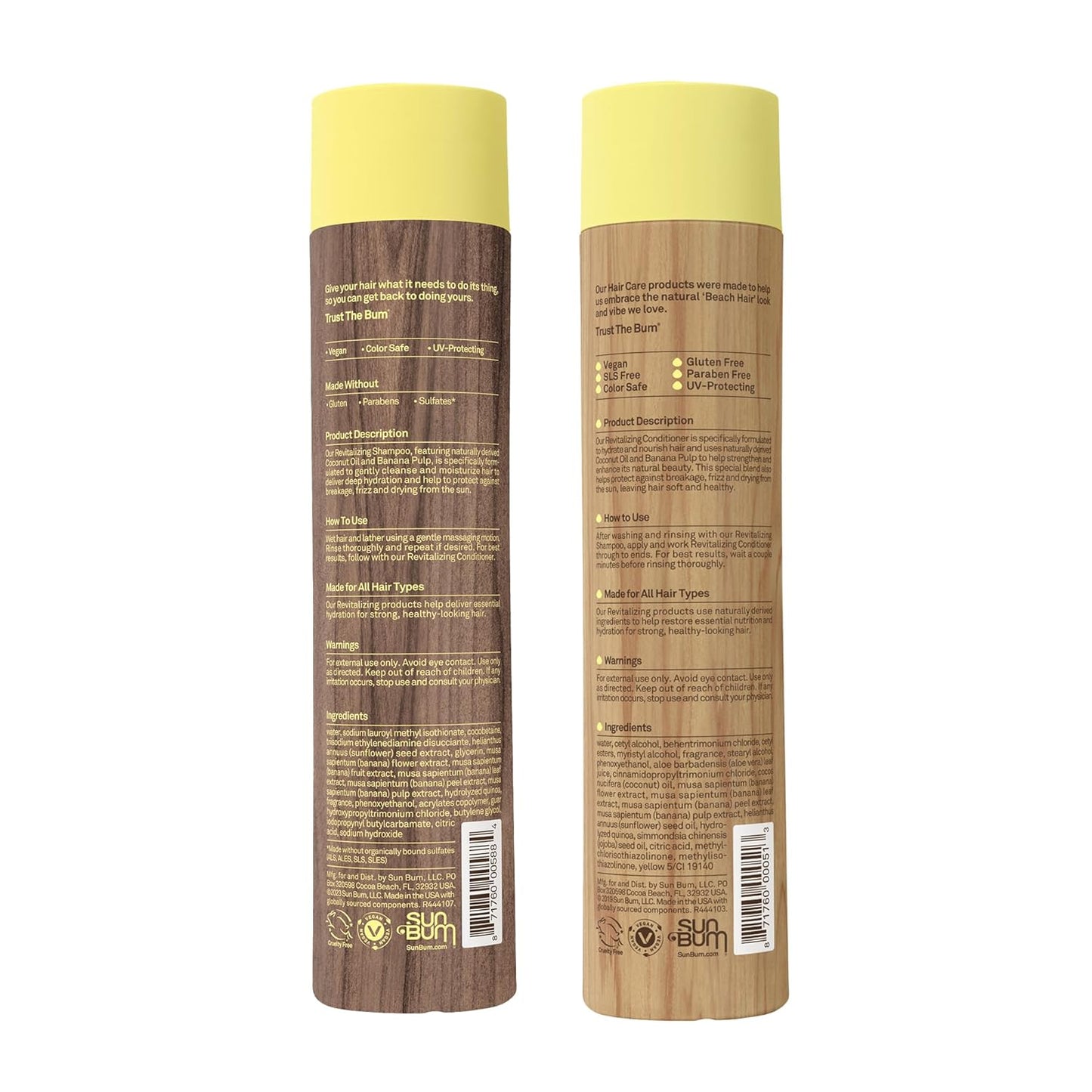 Sun Bum Revitalizing Shampoo & Conditioner Set - Vegan, Cruelty-Free, Hydrating Hair Care | 10 Oz Each