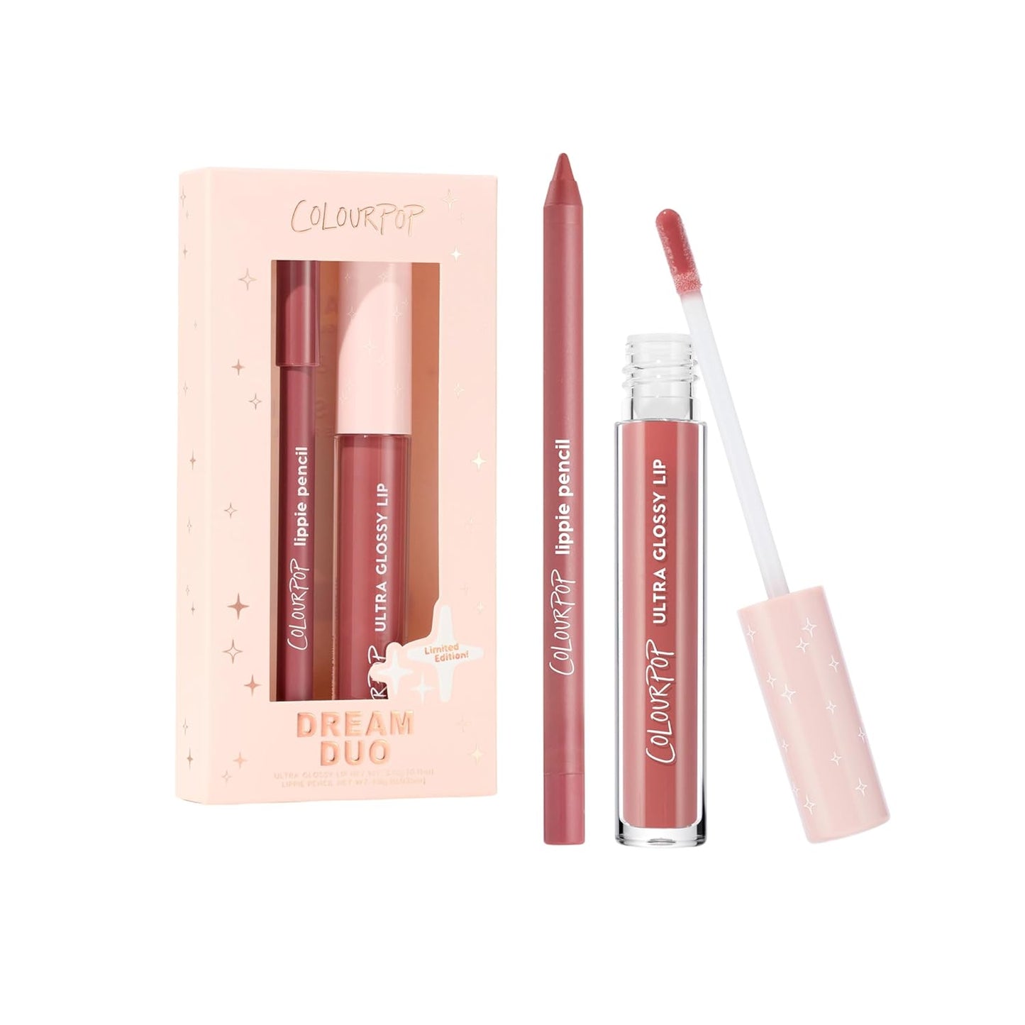 ColourPop Dream Duo Lip Kit - High-Pigment Lip Liner & Gloss for Long-Lasting Color | 2 Count in Five Stars & Pasadena
