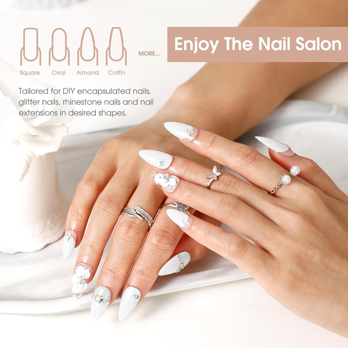 Nude Poly Extension Gel, ROSALIND 2.7 oz Light Nude Poly Nail Gel Builder for Nail Art Decoration, Thickening Extension Easy to DIY Use at Home Need UV Lamp