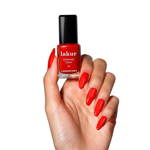 LONDONTOWN Lakur Nail Polish - Maraschino Cherry, Long-Lasting & Chip-Resistant | Non-Toxic Vegan Formula, 0.4 Fl Oz