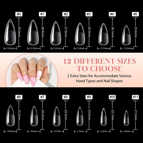 UNA GELLA Stiletto Gel Nail Tips: Full Cover 312Pcs No C Curve Halloween Stiletto Nail Tips Pre-buff Press On Nails Half Matte Almond Gel Tips for Nail Extension DIY Salon 12 Sizes