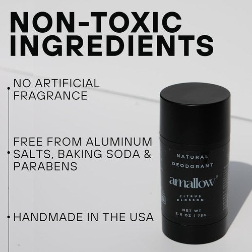 Amallow Natural Deodorant - Aluminum Salt-Free, Tallow-Based Formula with Magnesium & Zinc - 2.6 oz Citrus Blossom