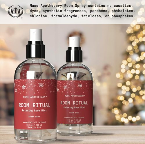 Muse Apothecary Room Ritual - Aromatic Room Spray with Natural Essential Oils | 8 oz, Fresh Snow, 2 Pack