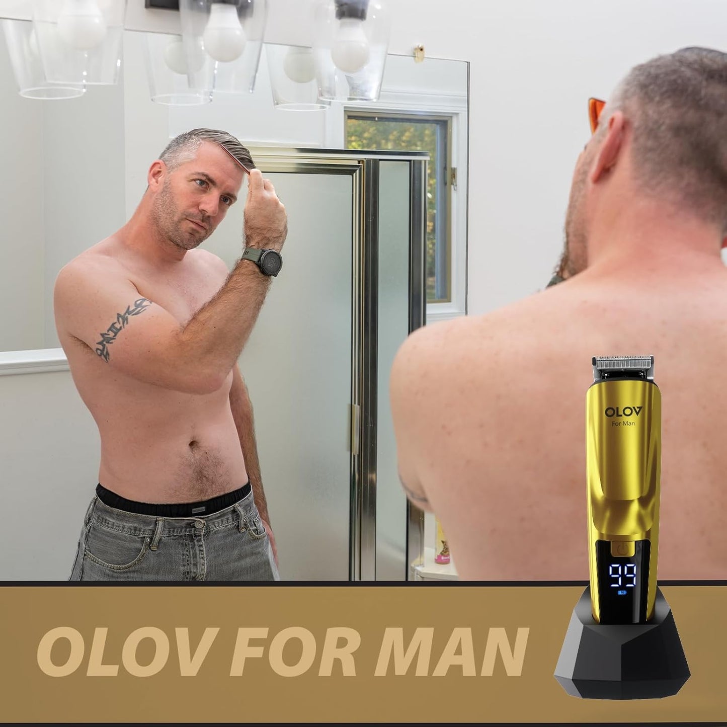 Skiennix Beard Trimmer - 21-Piece Men's Grooming Kit | Cordless Rechargeable Electric Razor in Gold