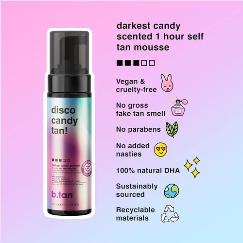 b.tan Dark Self Tanner Kit - Disco Candy Tan Bundle | 1-Hour Mousse, Sweat-Proof, Vegan & Cruelty-Free, 6.7 Fl Oz